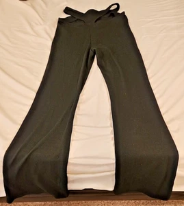 Damen High Waist Wide Leg Hüft Cut Out Stretch Hose Schwarz Small  - Bild 1 von 7