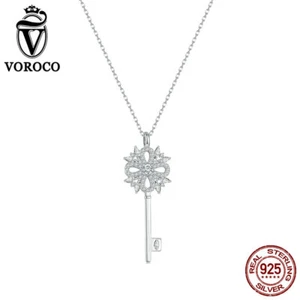 Collar Colgante Voroco Plata Esterlina 925 Llave de Nieve Circoniocal Joyería Europea para Mujeres - Imagen 1 de 12