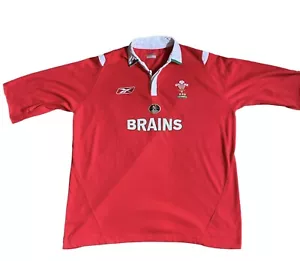 Wales Reebok Rugby Shirt Mens XL Red Long Sleeve Cut Cymru WRU Top Vintage Vgc - Picture 1 of 11
