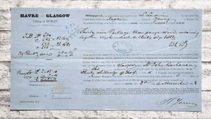 1868 Frachtbrief Havre Glasgow Dampfer Neptune Champagne Wein Stempel Ludin alt - Picture 1 of 2