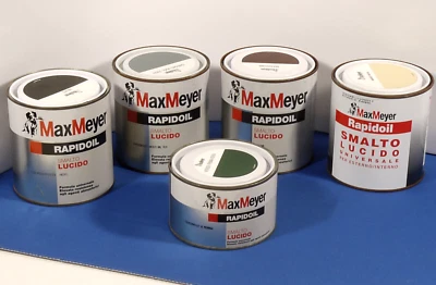 PRL) MAX MEYER VERNICE SMALTO LUCIDO COLORI RAPIDOIL PAINT 5 PZ LEGNO FERRO - Immagine 1 di 4