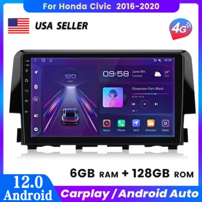 9'' For Honda Civic 2016-2020 Android 12.0 Car Radio Stereo 6+128GB GPS Sat Nav  - Image 1 of 4