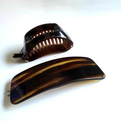 Lote de pinzas de pelo de tortuga vintage pasador de plástico marrón accesorios de 2,5" 3" Foto 1 de 4