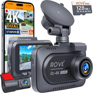 ROVE R2-4K DUAL Dash Cam Front and Rear STARVIS 2 Sensor FREE 128GB Card Incl... - Picture 1 of 7