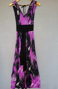 Gorgeous Teaberry Dress Long Purple Black Sash Belt Womens Size 12 - Picture 1 of 16