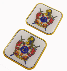 Demolay De molay Mason Square Domed Decal Emblem car bike gel stickers 1.5" 2pc. - Imagen 1 de 2