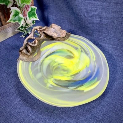 Grand vide poche en verre givré de Murano signé F. Silviy - Photo 1/4