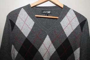 Apt 9 Kaschmir Seide Cardigan Argyle grau M 42" Brustumfang weich kuschelig adrett altes Geld - Bild 1 von 6