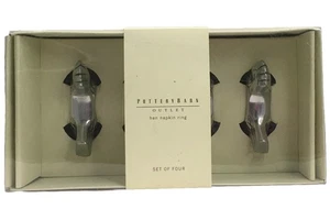 Pottery Barn Pewter Chicken Farm Animals Napkin Ring Set (4)  NIB - Picture 1 of 7