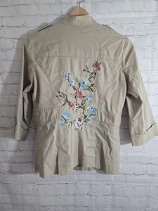 Vintage Y2k bestickter Blazer Gr. M Blumen Glitzer Pailletten Crop Sleeve 90s Asian Inspo - Bild 1 von 6