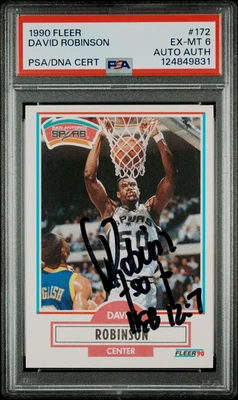 Баскетбольная карточка с автографом Дэвида Робинсона 1990 Fleer HOF SA Spurs PSA/DNA PSA 8 - Изображение 1 из 2