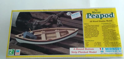 NOS The Maine Peapod All Wood Boat Display Model Kit #977 Midwest Products Co - Image 1 of 4