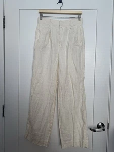 Everlane Damenhose Größe 6 elfenbeinfarben Leinen weites Bein locker fließend Baggy Taschen Freizeit - Bild 1 von 14