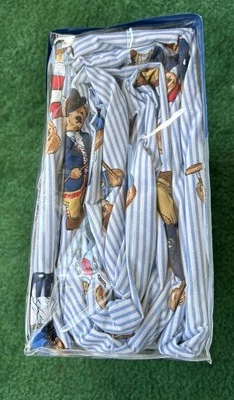 Polo RL Male Polo Bear King Sheet Set In Blue Oxford Stripe 4 Piece New Version - Image 1 of 4