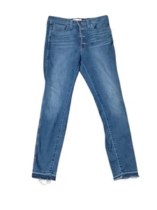 Madewell 10" High Rise Skinny Jeans Womens 30 Medium Wash Button Fly Raw Hem - Picture 1 of 7