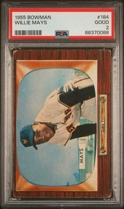 1955 Bowman #184 Willie Mays New York Giants HOF PSA 2 Good Newly Graded - Picture 1 of 3