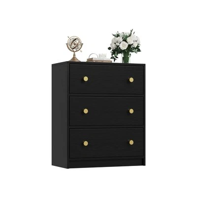 Nicehill 3 Drawer Dresser, Black Nightstand for Bedroom with Drawers - image 1 of 4