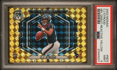 🔥 2023 PANINI MOSAIC CJ STROUD #ND-3 REACTIVE YELLOW PRIZM ROOKIE MINT PSA 9 - Image 1 of 2