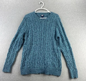 Lands’ End L Blue Cotton Cable Knit Drifter Crewneck Pullover Sweater - Picture 1 of 8