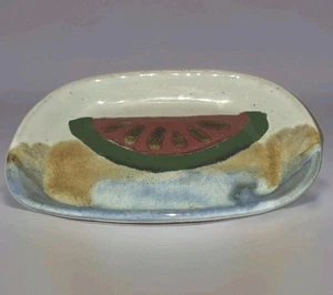 Vassoio piatto ovale anguria ceramica Chappelle lavandino sapone bigiotteria estate usato in ottime condizioni - Foto 1 di 9