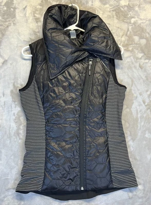 Mondetta Puffer Vest Women's Small Black Asymmetrical Collar Down Filled Yoga ** - Image 1 of 4