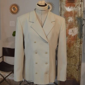 Vintage 90er Jones New York Creme Elfenbein 100 % Wolle Blazer Neu mit Etikett Größe 14 Large - Bild 1 von 10
