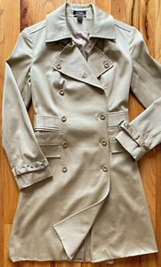 New! EXPRESS Fitted Slim Spring/Fall Trench Coat Belted Burberry Fashion Beige - Picture 1 of 10