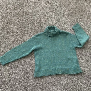 Vtg Karen Tate Knits Sweater Womens Medium Cotton Speckled Green Turtleneck USA - Picture 1 of 9