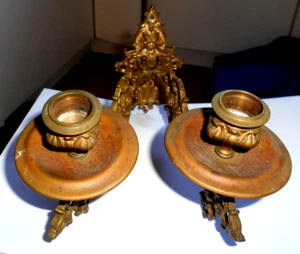 ANTIQUE BRASS ADJUSTABLE WALL SCONCES CANDLE LIGHT - Picture 1 of 6