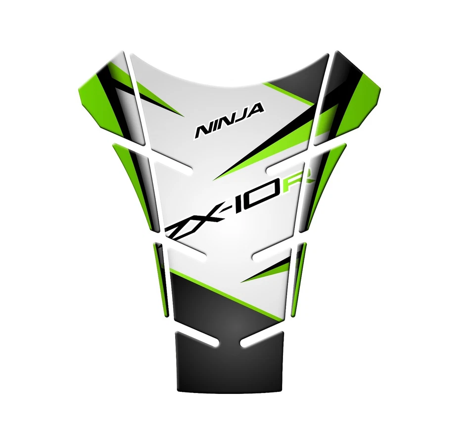 AZ GRAPHISHOP PARASERBATOIO RESINA 3D TANKPAD KAWASAKI ZX-10R 2010–2017 PRE-073 (White Green)