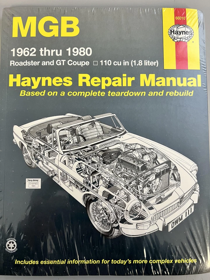 HAYNES MANUALS N. AMERICA, INC. MGB Shop Manual Repair Service Book Haynes 1962-1980