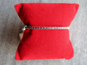 925 Silver Single Row Marcasite Bangle Bracelet Women Jewelry Minimalist - Picture 1 of 10