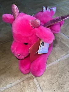 Neu mit Etikett 18" L rosa Plüsch Drache verzaubert adoptiert Haustier FAO schwarz Valentinstag - Bild 1 von 5