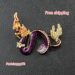 Naga Brooch Amulet Serpent Mantra Underwater Fortune Iucky Charms Thai Purple - Picture 1 of 6