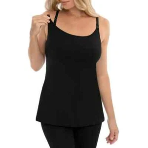 NURSING CAMI TOP BLACK INNER SHELF BRA SECRET TREASURES M-L - Picture 1 of 2