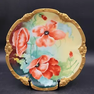 Antique c.1910 Coronet Mavaleix Limoges France Floral Poppy Plate Signed Baralhe - Picture 1 of 12