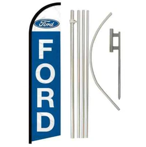 Ford Windless Full Curve Advertising Auto Banner Flag & Pole Kit - Picture 1 of 9