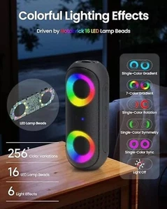 NOTABRICK Bluetooth Lautsprecher Licht 30W Tragbar Kabellos Wasserdicht - Schwarz - Bild 1 von 15
