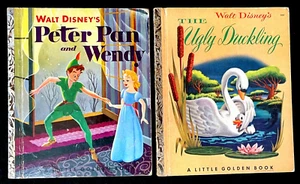 PETER PAN & WENDY + UGLY DUCKLING ~ vintage Disney Little Golden Books, 28p ed. - Picture 1 of 8