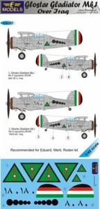Gloster Gladiator Mk.I sobre Irak - JUEGO DE CALCOMANÍAS, LFC48207, MODELOS LF, ESCALA 1:48 - Imagen 1 de 1