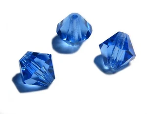 20 x Glasschliffperlen 8mm - Saphir - Bicone Doppelkegel - Facettiert Glasperlen - Bild 1 von 2