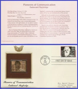 USA7 #3061 ADDR GOLDEN REPLICA FDC   Eadweard Muybridge Pioneer of Communication - Picture 1 of 1