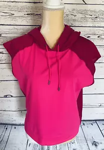 Avia Women’s Small Athletic Top Windbreaker Short Sleeves Hooded Drawstring Pink - Picture 1 of 10
