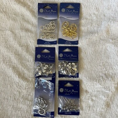 Blue Moon Metal Clasp Set Lot Metal Head Pins Jewelry Making Supplies. - Image 1 of 4