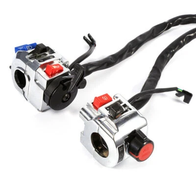 Interruptor de controle de guidão motocicleta 7/8" invólucro cromado interruptor de partida sinal de volta - Imagem 1 de 4