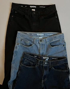 3 Pairs of Youth Jeans 14 & 14H Sonoma Everyday Straight Leg Denim Black Blue - Picture 1 of 14