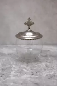 Älterer gebrauchter Kirchenwaschbecher, Glas, versilberter Deckel (CU219) Kelch Co. - Bild 1 von 11