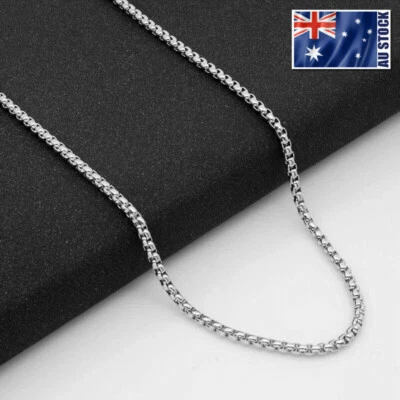 Wholesale Stainless Steel Square Rolo Box Cylinder Chain Necklace Mens & Womens - Image 1 of 4