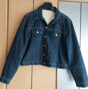 gefütterte Jeansjacke - Jacke mit Teddyfutter - Gr. L - Bild 1 von 6