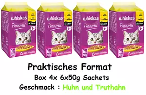 NASSFUTTER WHISKAS KATZENFUTTER MITTAGESSEN WEISSES FLEISCH BOX 4x 6x50g SACHETS - Bild 1 von 6